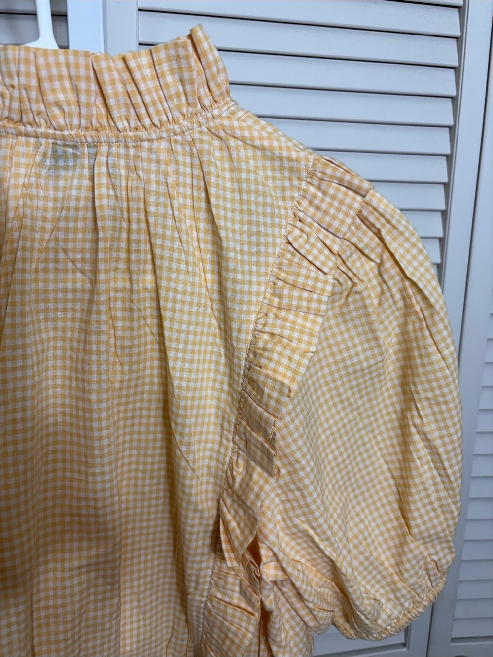 Emile et Ida Zolia Vichy blouse Ruffled 100% Cotton Medium - Picture 8 of 13